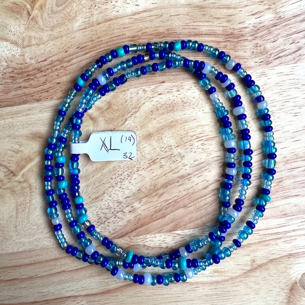 Handcrafted Shades of Blue Waist Accessory/Necklace, XL